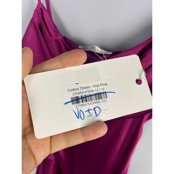 NWT, Saints + Secrets, Size Large, Fuchsia Pink, "Selena" Slip Dress, Satin - Picture 5 of 7